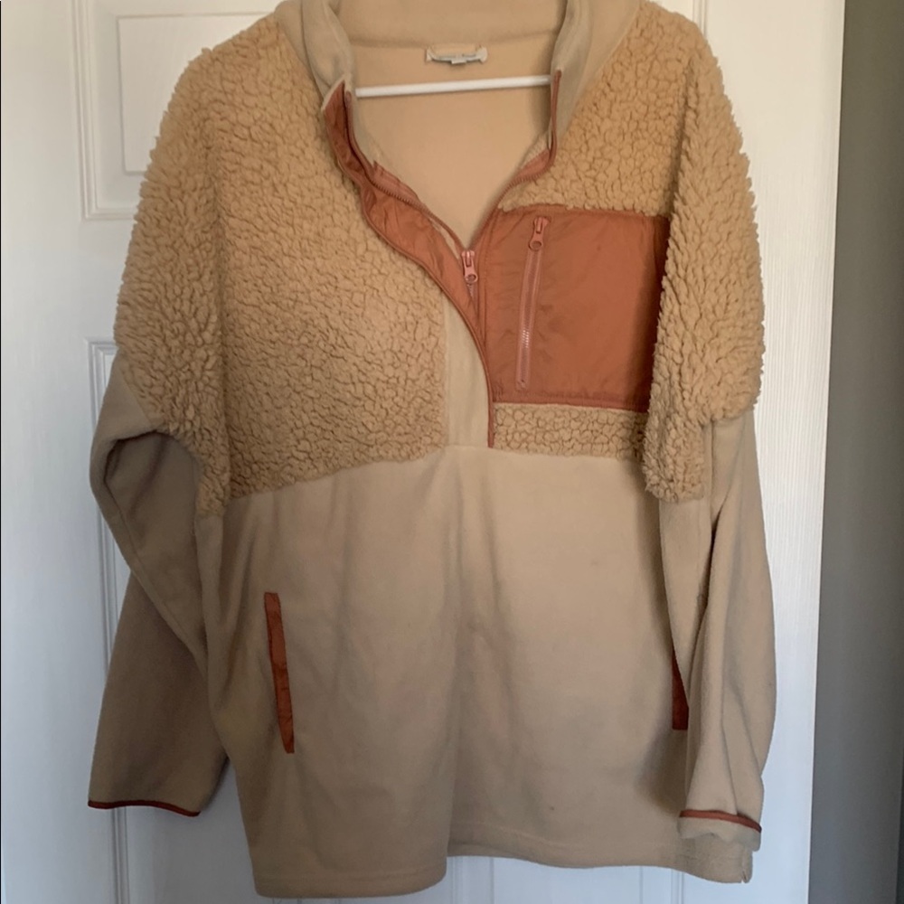 Grace & Lace Tan and Brown Cowl Neck Sweater